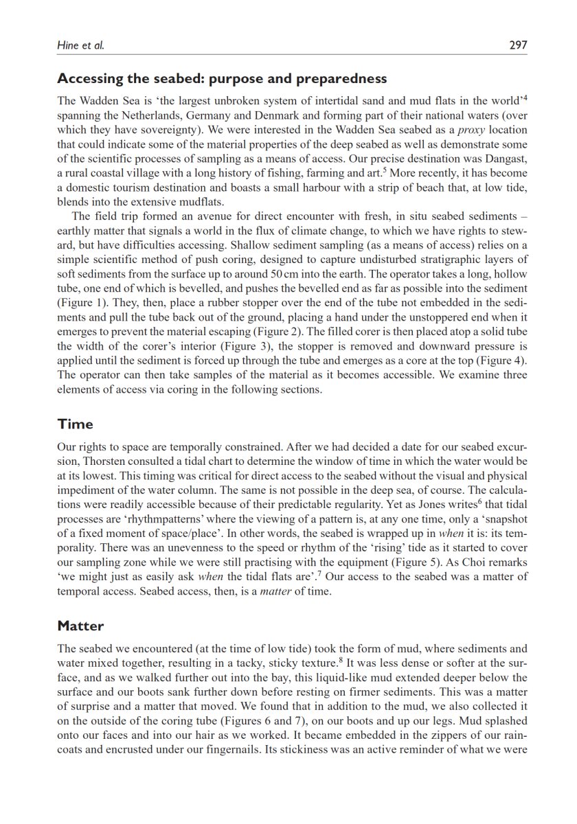 Sedimentary relations: cultures of access and the matter of shallow seabed coring 3